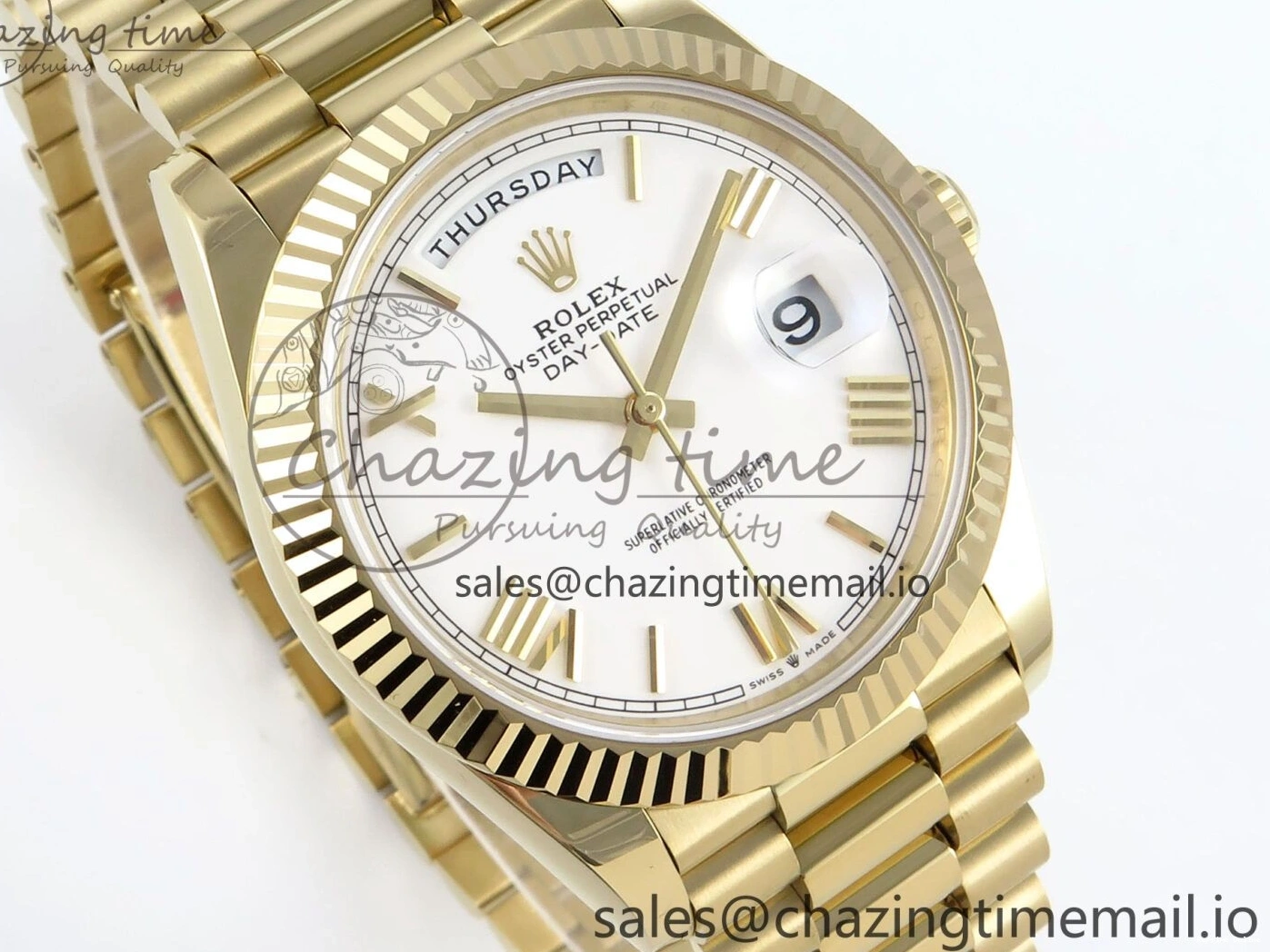 1223 WaterResistant Day Date 40 YG 228238 Noob 1:1 Best Edition White Roman Dial on President Bracelet A2836 (Gain Weight) 795